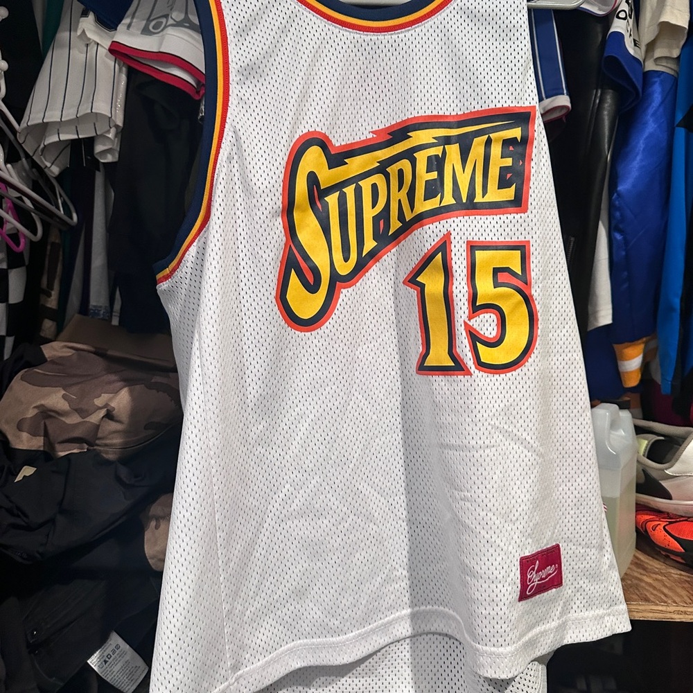 Supreme White Basketball Jersey size large swisher